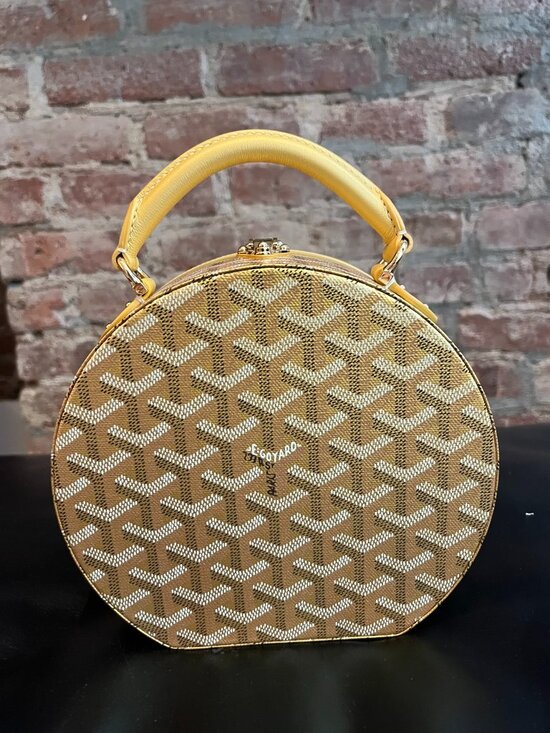 Goyard Handbags - Goyard Yellow Goyardine Canvas Alto Hatbox Box Trunk Bag